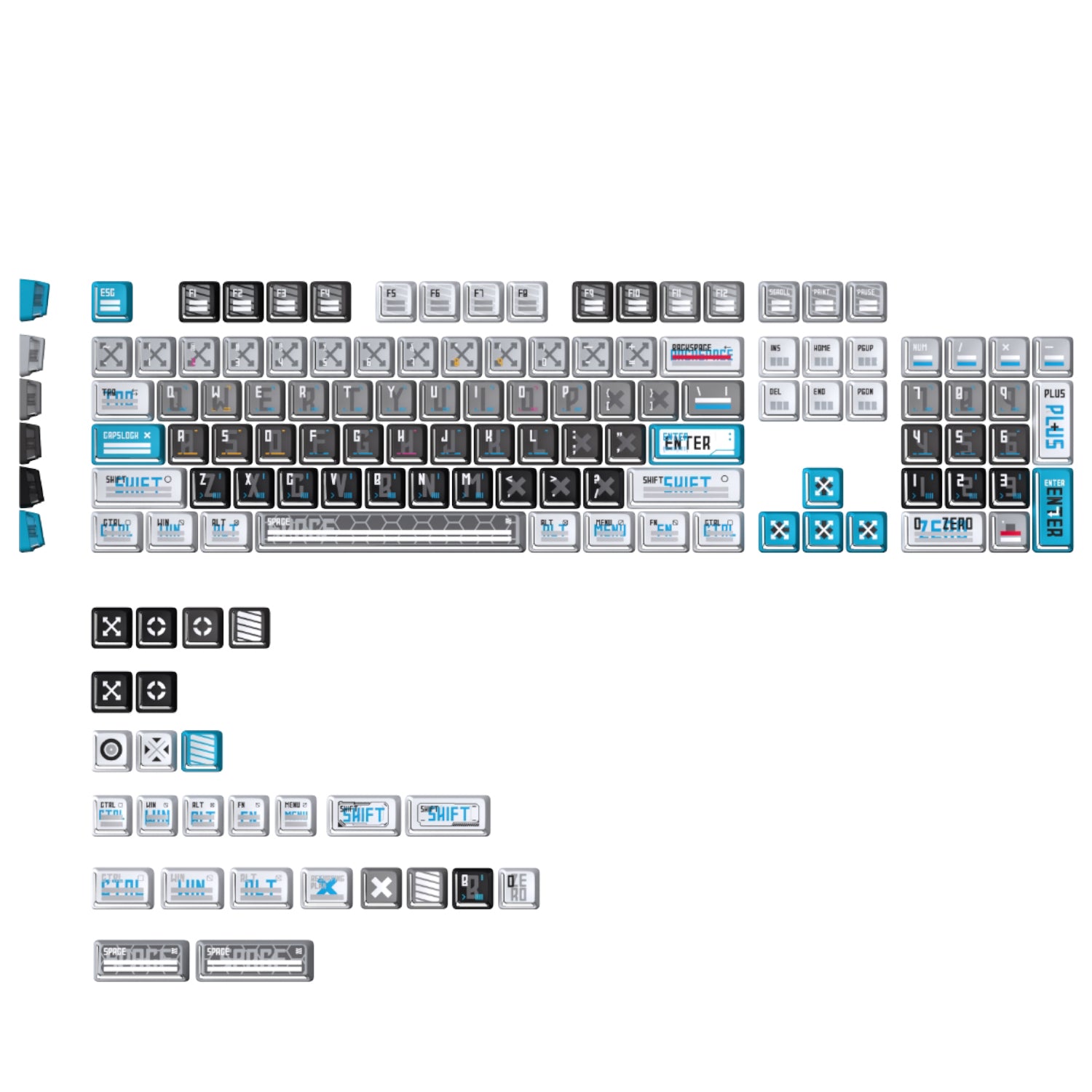 CAPXXX Remodeling Plan PBT Keycap Set, Gradient L-shaped Translucent PBT 5 Sided Dye-Sublimated, for Mechanical Keyboard