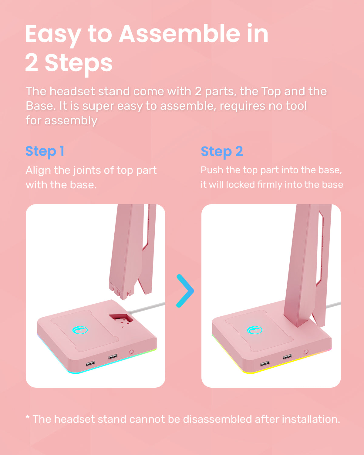 IFYOO HS-X1 RGB Gaming Headset Stand with 2 USB Ports, Game Headphone Mount for PC, Xbox One, PS4, PS5, Switch, Earphone Holder Hanger, Great for Gaming Stations, Fancy Desk Gamer Accessories