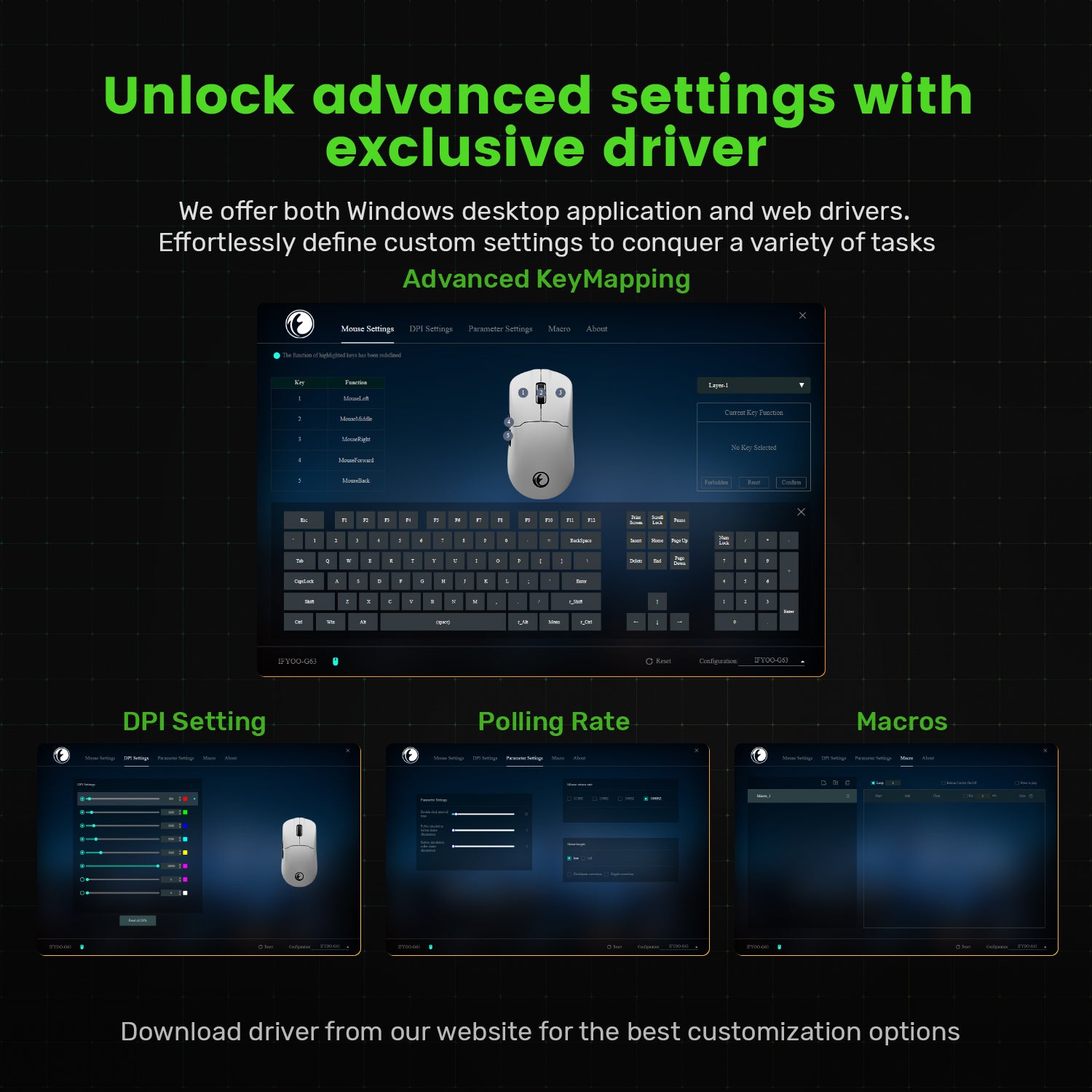 IFYOO G63 2.4G/BT/Wired Tri-Mode 4K Wireless Gaming Mouse, PAW3395 Sensor, 58g Lightweight, 4000 Polling Rate, 26K DPI, 5 Programmable Buttons, RGB Magnetic Charging Dock with Wireless Receiver