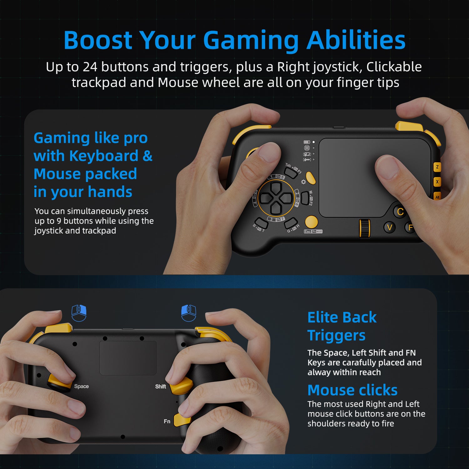 IFYOO GTP01 2.4G Wireless Gaming Touchpad with Gyro, Keyboard and Mouse with Trackpad Function Game Controller Gamepad Shape for Xbox Series X/S, Xbox One, PS5, PS4, Steam, PC Windows 11 10