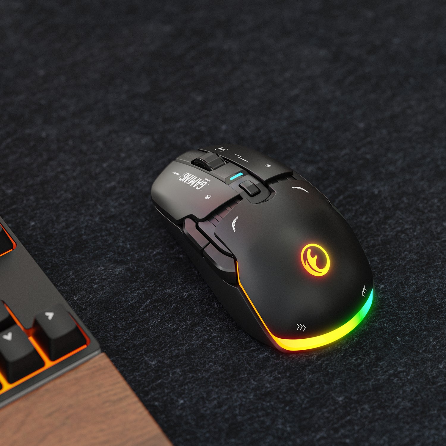 IFYOO G03 RGB Wireless Rechargeable Gaming Mouse, 2.4G/Wired Dual Mode Game Mice,PAW3395 Sensor, 26K DPI, Replaceable L/R Switches, Swappable Top Case, 80g Lightweight, 6 Programmable Buttons - Black