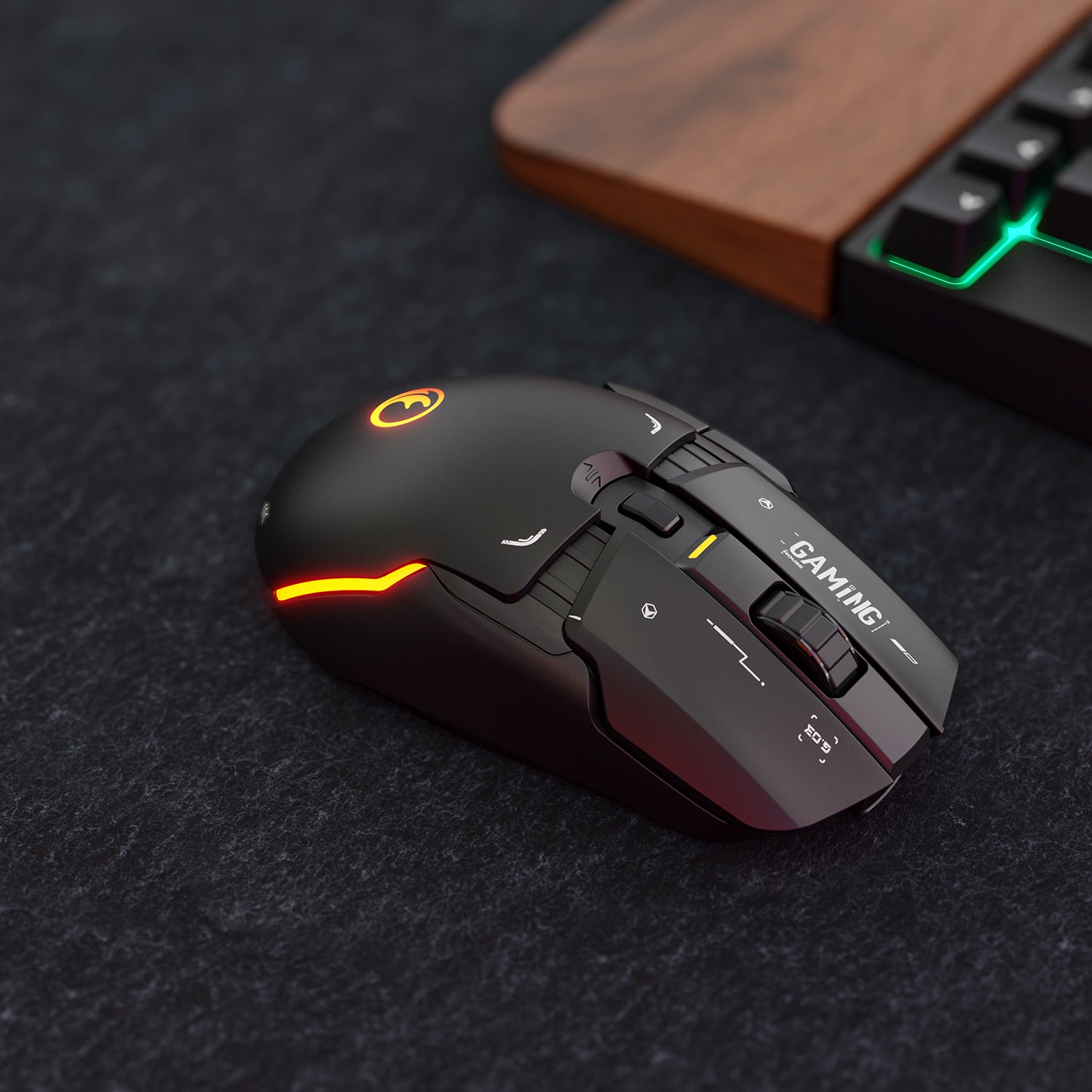 IFYOO G03 RGB Wireless Rechargeable Gaming Mouse, 2.4G/Wired Dual Mode Game Mice,PAW3395 Sensor, 26K DPI, Replaceable L/R Switches, Swappable Top Case, 80g Lightweight, 6 Programmable Buttons - Black