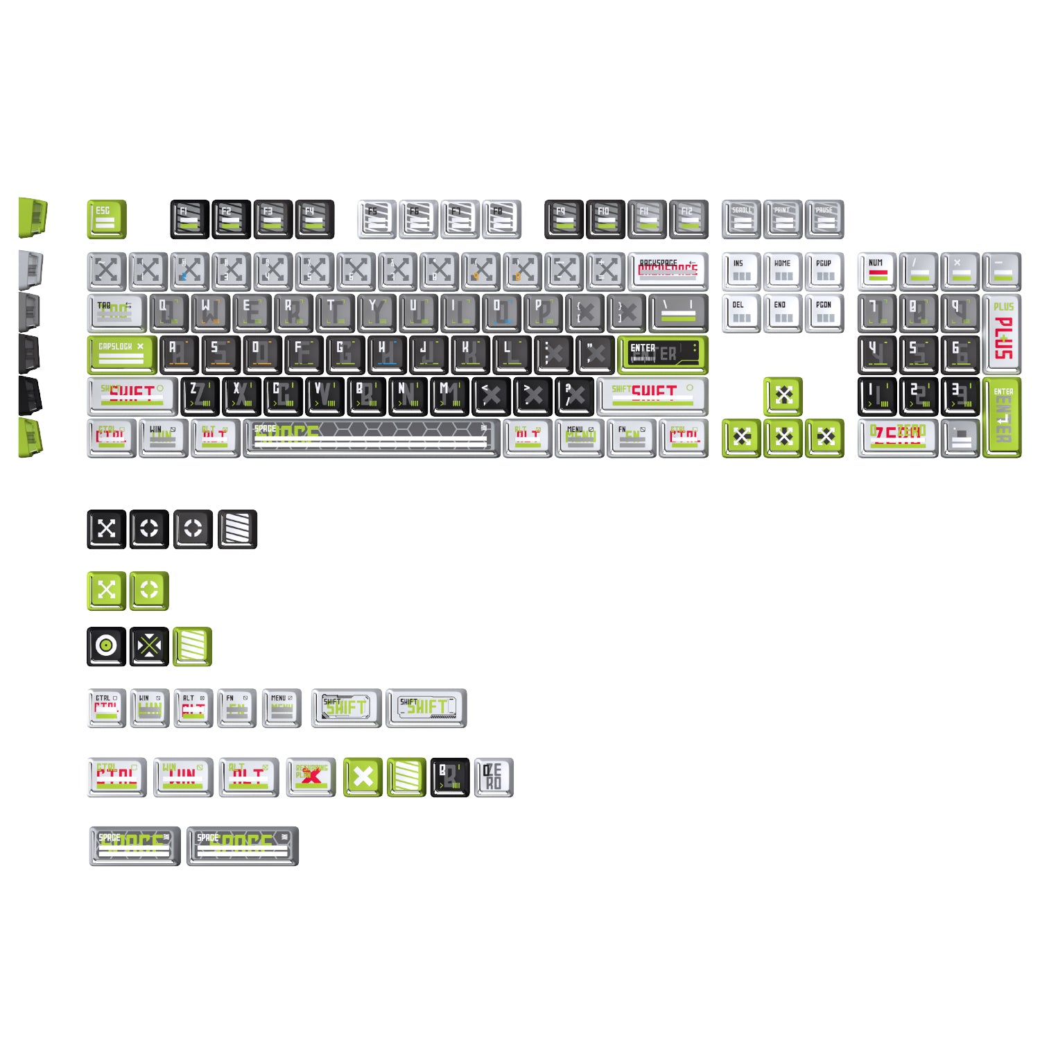 CAPXXX Remodeling Plan PBT Keycap Set, Gradient L-shaped Translucent PBT 5 Sided Dye-Sublimated, for Mechanical Keyboard
