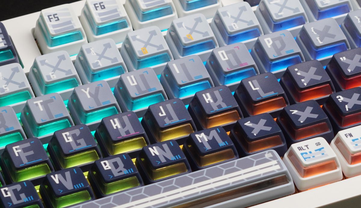 CAPXXX Remodeling Plan PBT Keycap Set, Gradient L-shaped Translucent PBT 5 Sided Dye-Sublimated, for Mechanical Keyboard