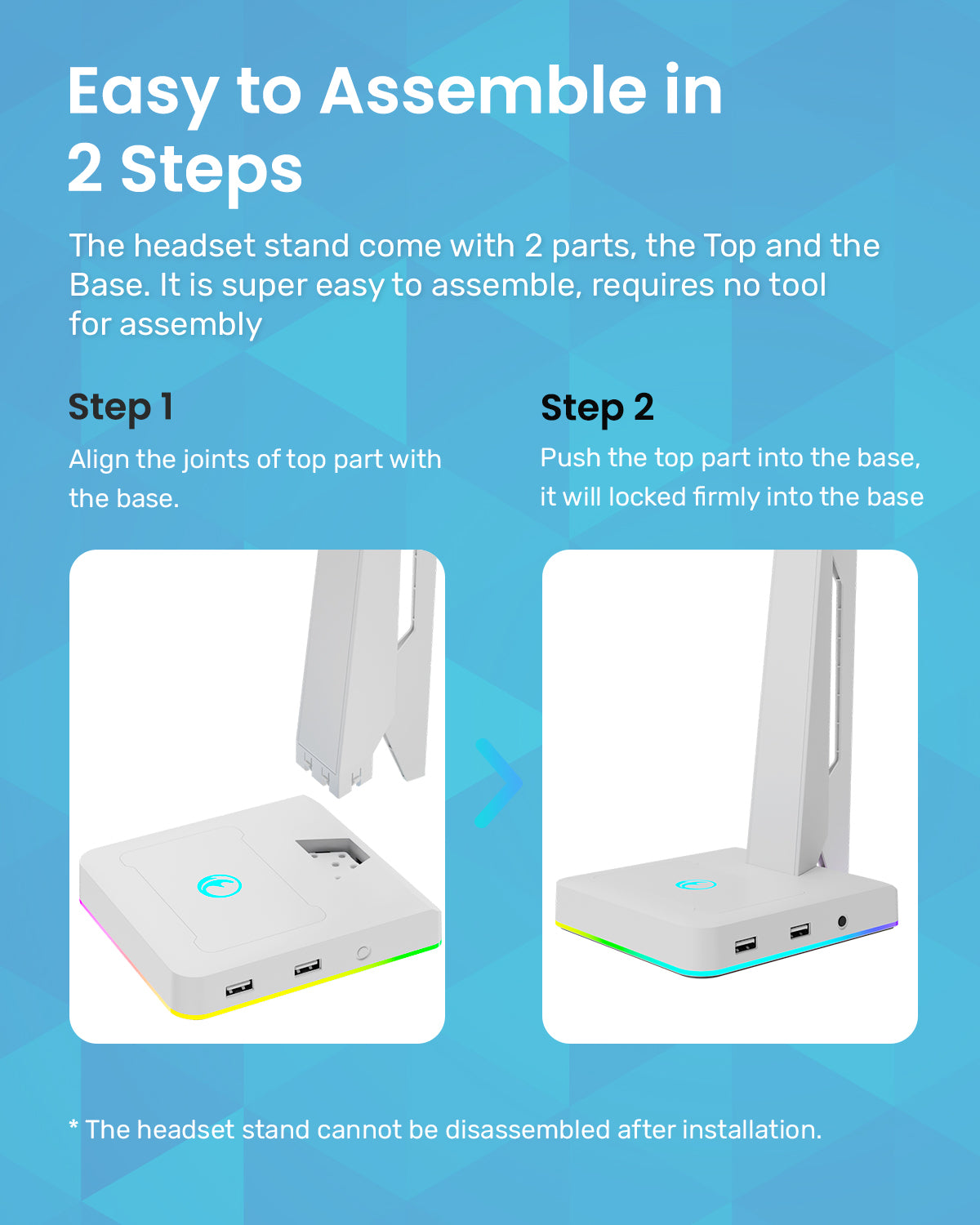 IFYOO HS-X1 RGB Gaming Headset Stand with 2 USB Ports, Game Headphone Mount for PC, Xbox One, PS4, PS5, Switch, Earphone Holder Hanger, Great for Gaming Stations, Fancy Desk Gamer Accessories