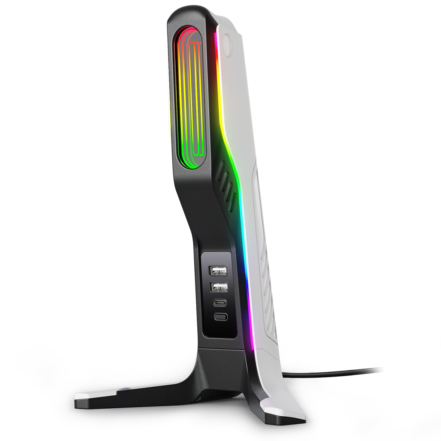 IFYOO HS-X2 RGB Gaming Headset Stand with 2 USB and 1 Type-C Ports, Game Headphone Mount for PC Computer, Xbox One, Xbox Series S/X, PS5, PS4, Earphone Holder Hanger, Desk Gamer Accessories
