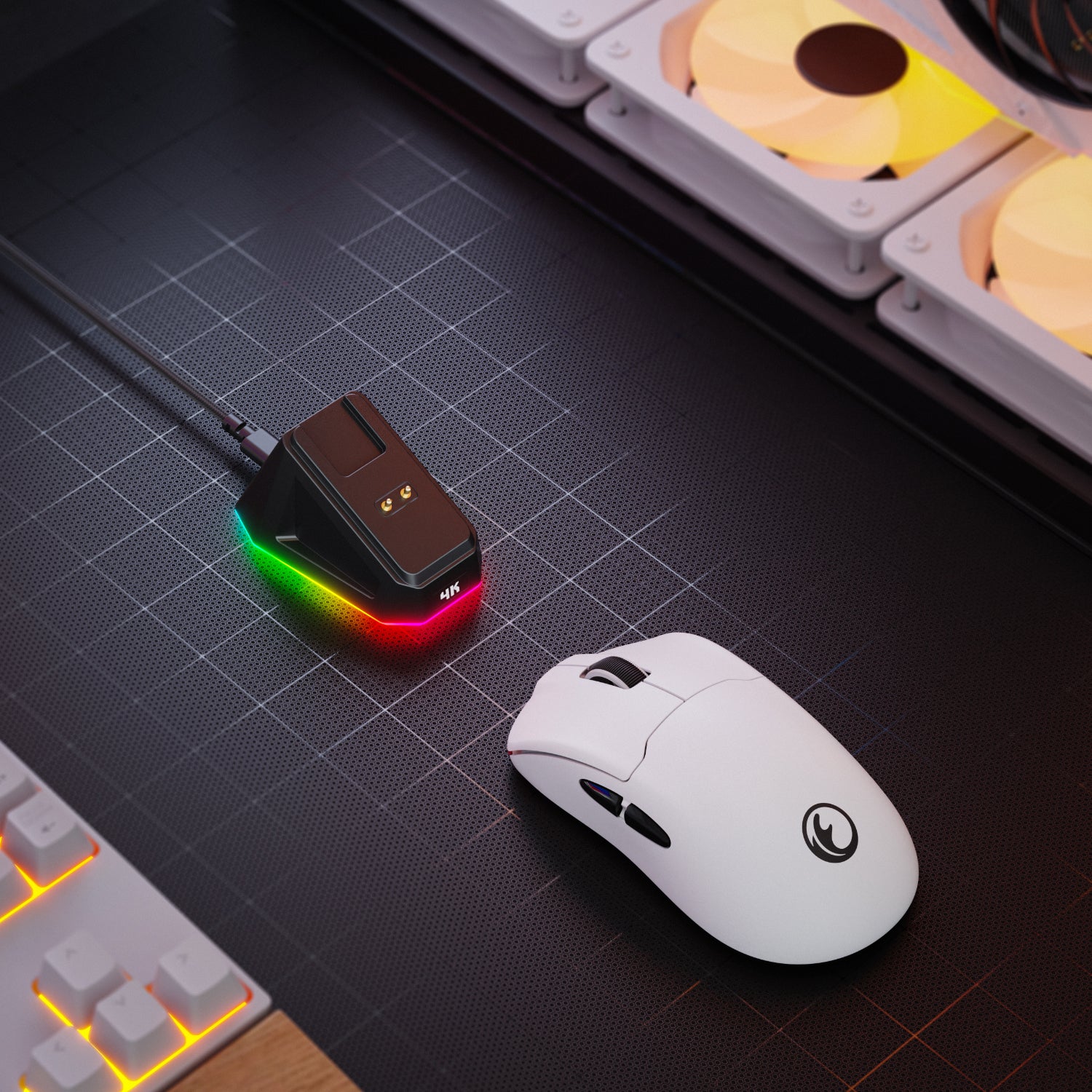IFYOO G63 2.4G/BT/Wired Tri-Mode 4K Wireless Gaming Mouse, PAW3395 Sensor, 58g Lightweight, 4000 Polling Rate, 26K DPI, 5 Programmable Buttons, RGB Magnetic Charging Dock with Wireless Receiver