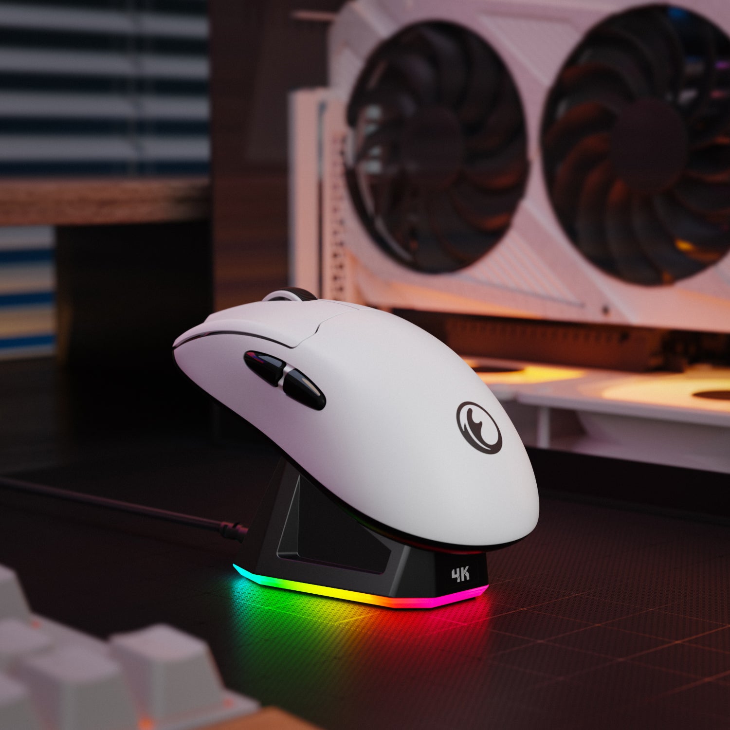 IFYOO G63 2.4G/BT/Wired Tri-Mode 4K Wireless Gaming Mouse, PAW3395 Sensor, 58g Lightweight, 4000 Polling Rate, 26K DPI, 5 Programmable Buttons, RGB Magnetic Charging Dock with Wireless Receiver